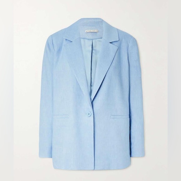 NWT Alice + Olivia Denny Linen Notch Collar Boyfriend Blazer - Picture 5 of 5
